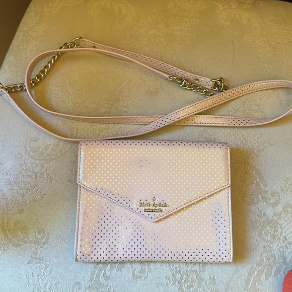 Kate Spade Lilac Street Dot Monday pink metallic gold envelope bag - Picture 12 of 15